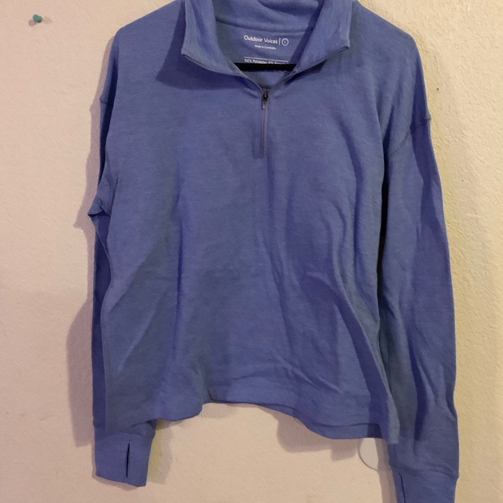 Outdoor Voices Women's 3/4 Zip-Up Sweater in Blue